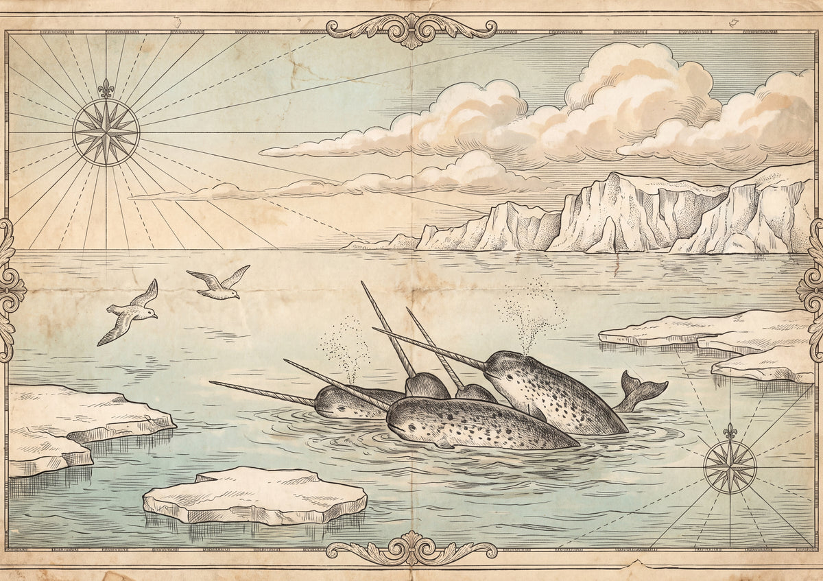 Narwhals Surfacing in the Arctic Sea jigsaw puzzle