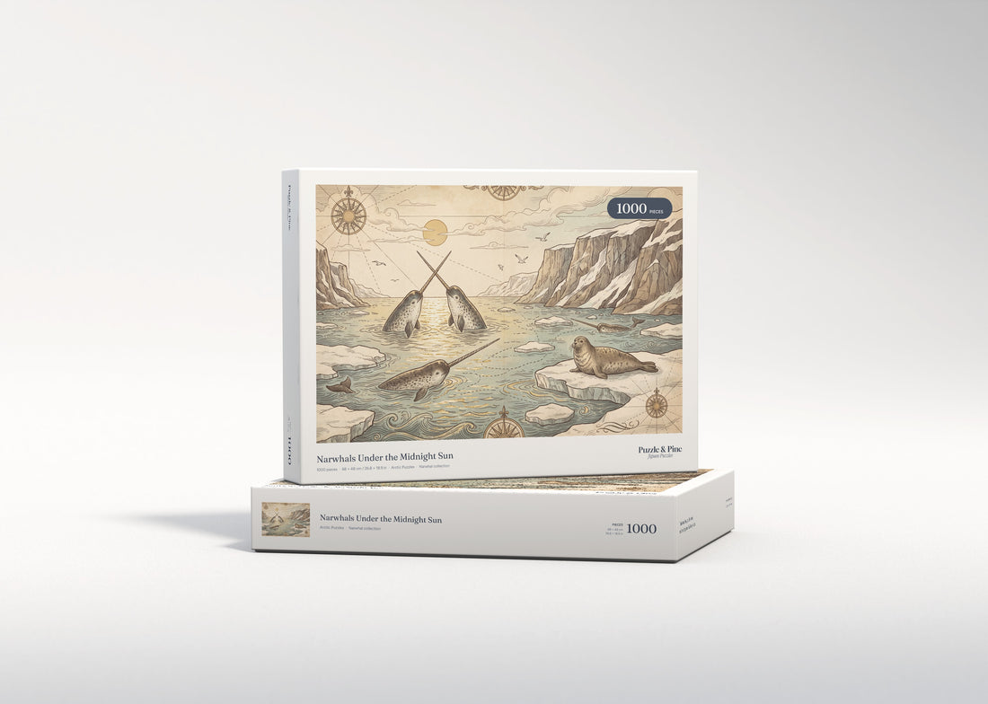 Narwhals Under the Midnight Sun jigsaw puzzle - gift box
