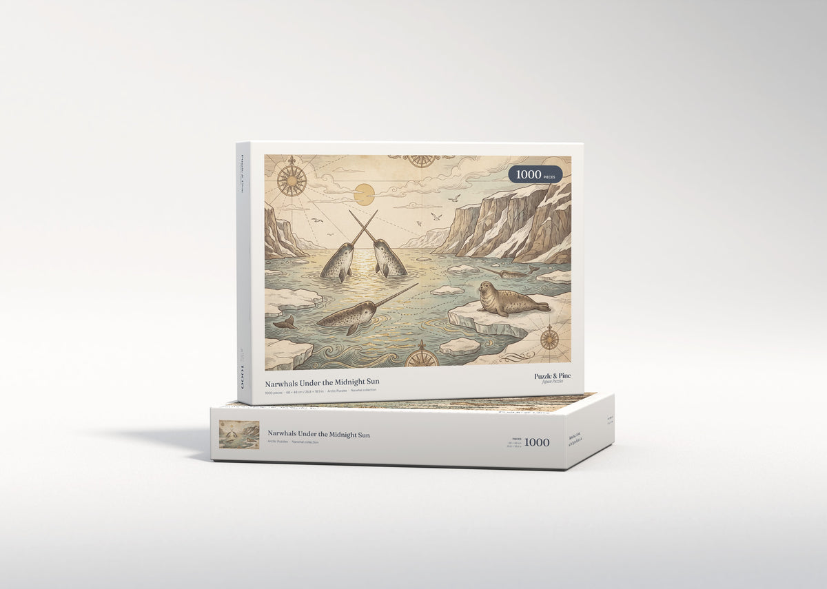 Narwhals Under the Midnight Sun jigsaw puzzle - gift box