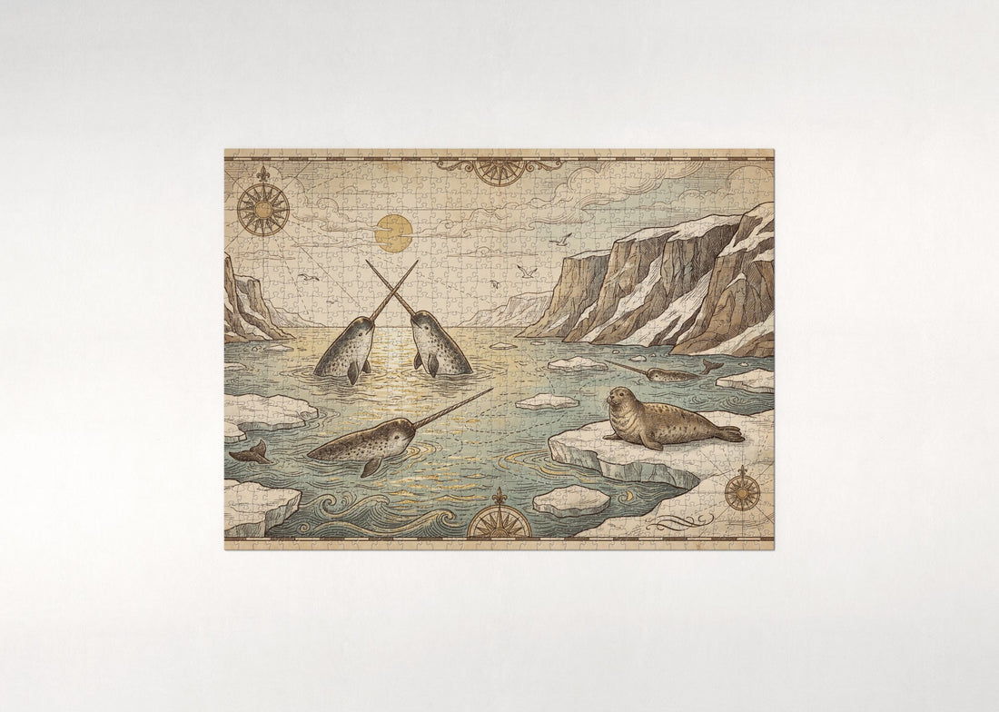 Narwhals Under the Midnight Sun jigsaw puzzle - gift box