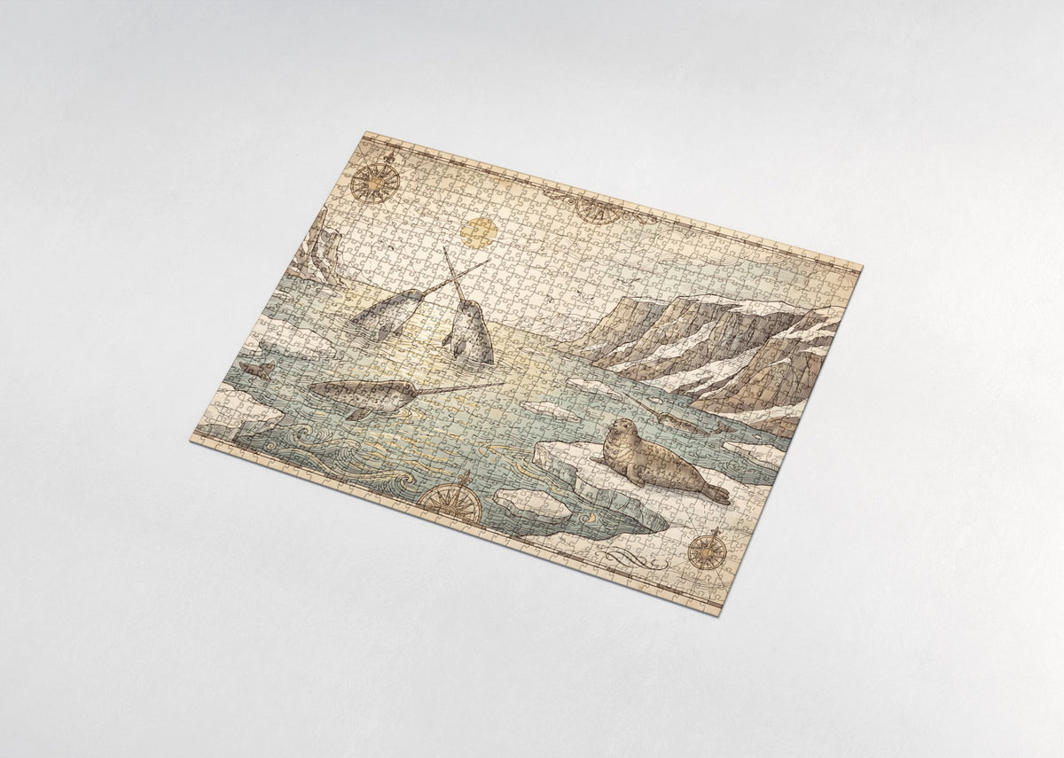 Narwhals Under the Midnight Sun jigsaw puzzle - assembled puzzle