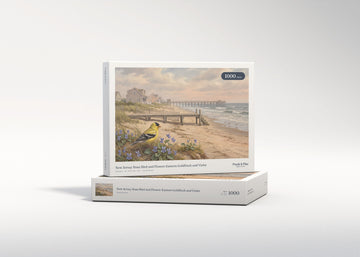 New Jersey State Bird and Flower: Eastern Goldfinch and Violet jigsaw puzzle - gift box