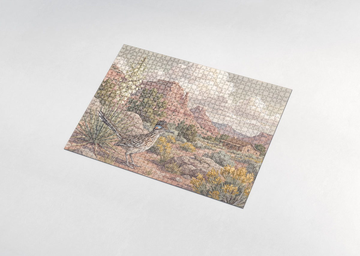 New Mexico State Bird and Flower: Roadrunner and Yucca jigsaw puzzle - assembled puzzle