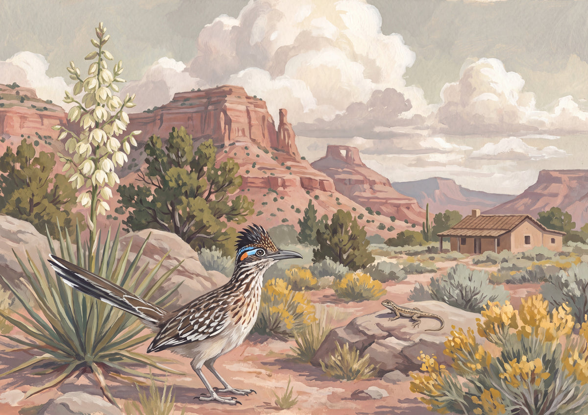 New Mexico State Bird and Flower: Roadrunner and Yucca jigsaw puzzle