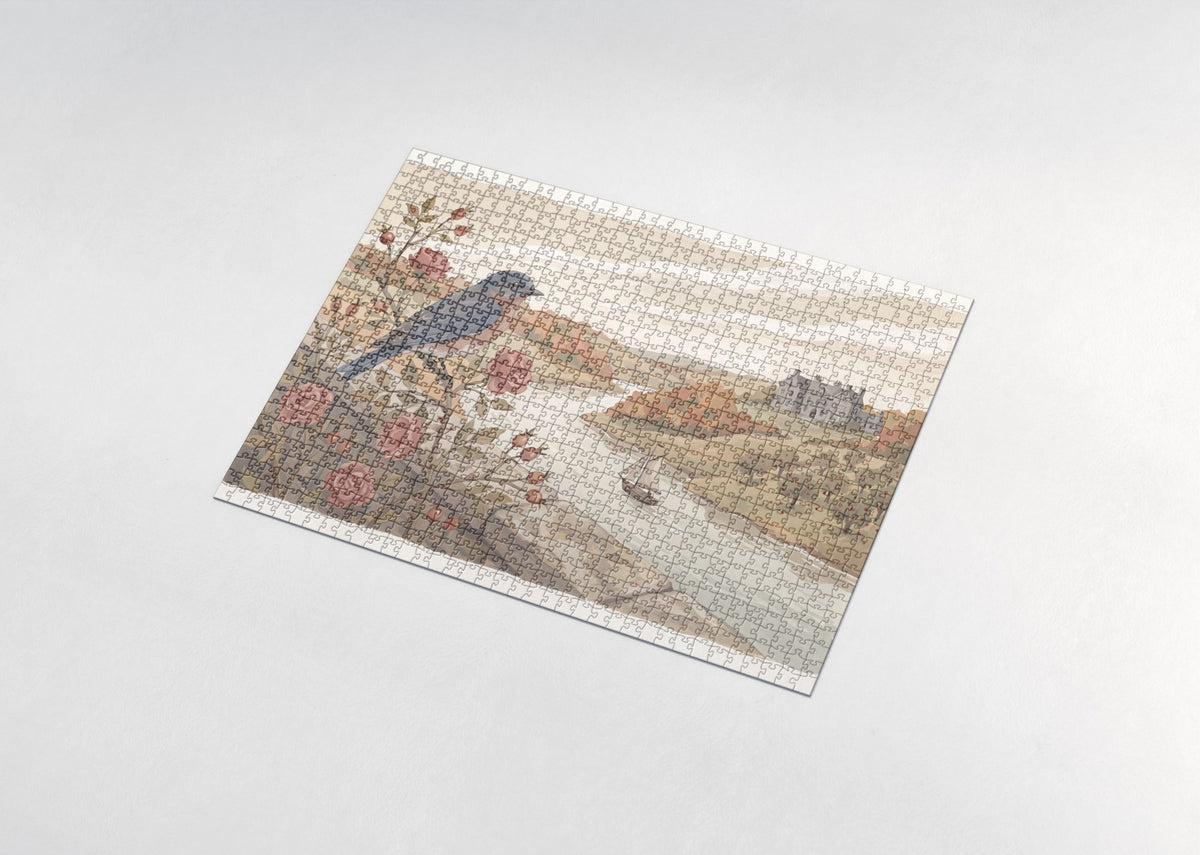 New York State Bird and Flower: Eastern Bluebird and Rose jigsaw puzzle - assembled puzzle