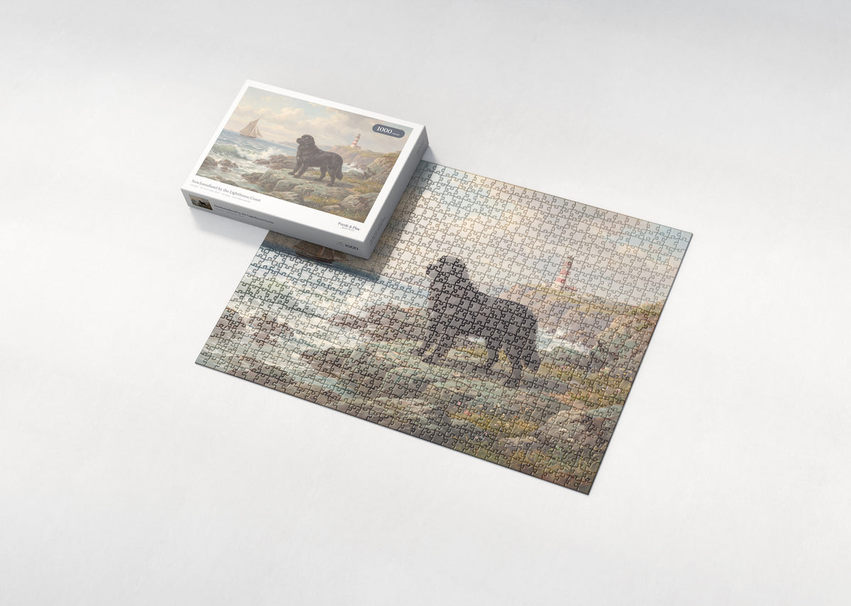 Newfoundland by the Lighthouse Coast jigsaw puzzle - box and puzzle