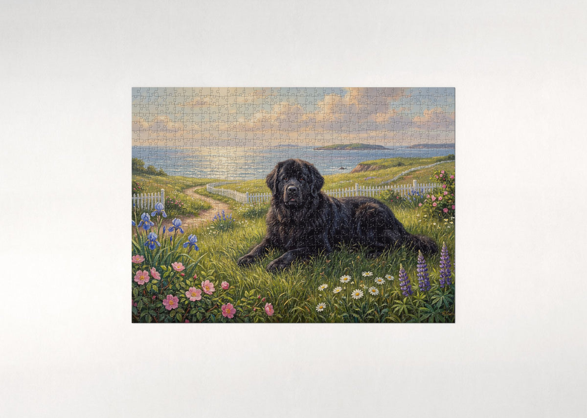 Newfoundland in the Seaside Meadow jigsaw puzzle - flat puzzle