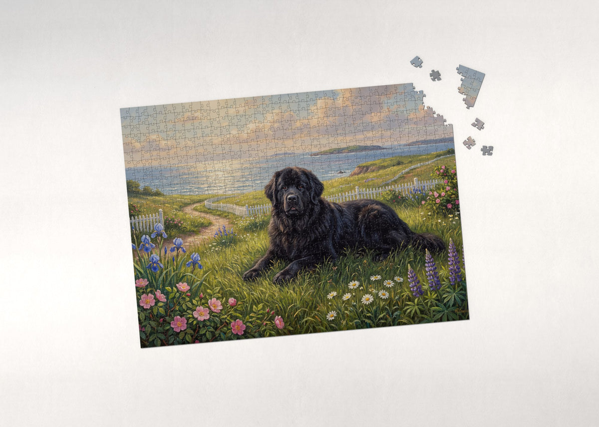 Newfoundland in the Seaside Meadow jigsaw puzzle - puzzle with loose pieces