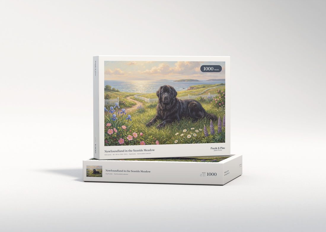 Newfoundland in the Seaside Meadow jigsaw puzzle - gift box