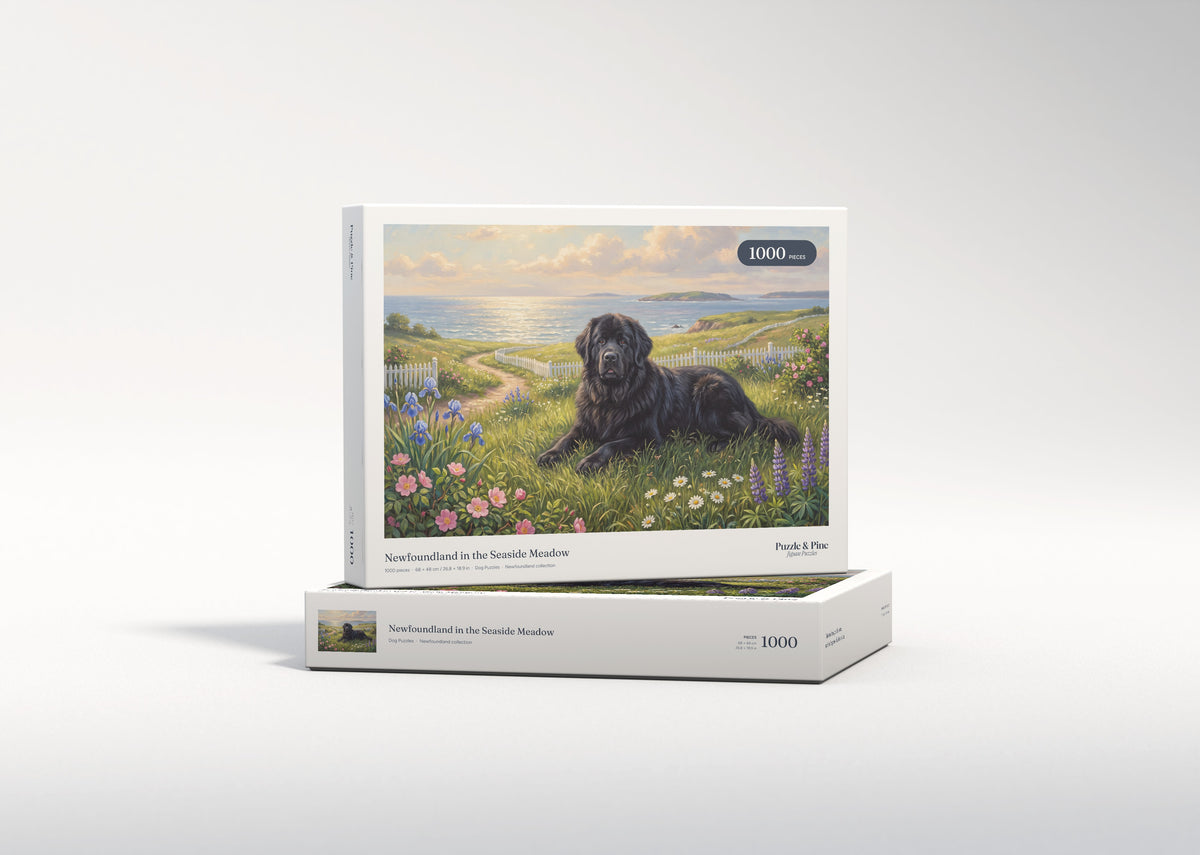 Newfoundland in the Seaside Meadow jigsaw puzzle - gift box