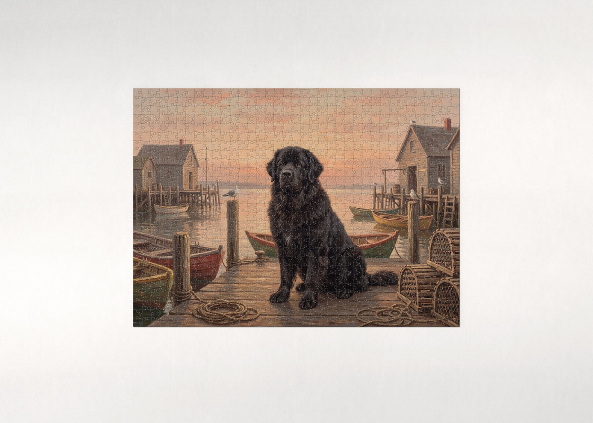 Newfoundland on the Harbor Dock at Dawn jigsaw puzzle - flat puzzle