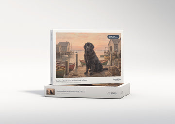 Newfoundland on the Harbor Dock at Dawn jigsaw puzzle - gift box