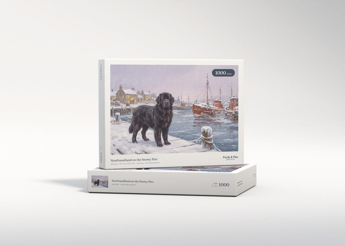Newfoundland on the Snowy Pier jigsaw puzzle - gift box