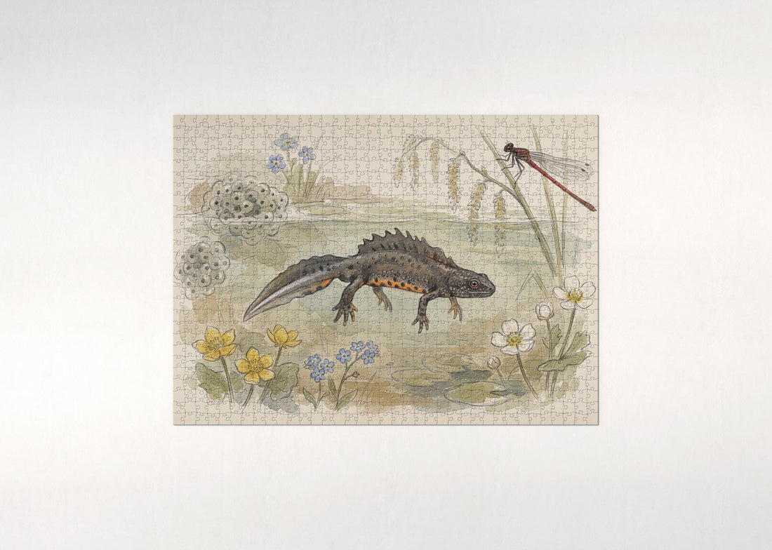 Newt in the Spring Pond jigsaw puzzle - gift box