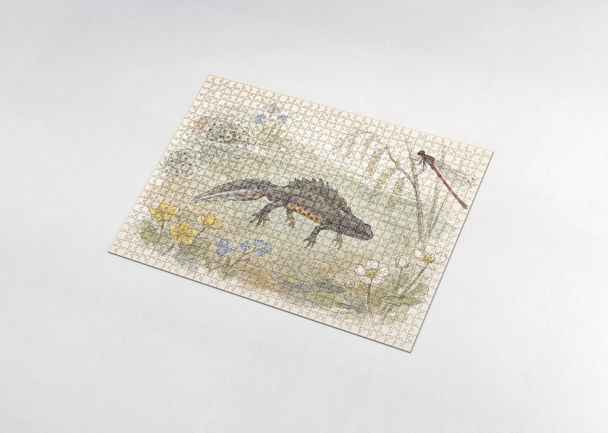 Newt in the Spring Pond jigsaw puzzle - assembled puzzle