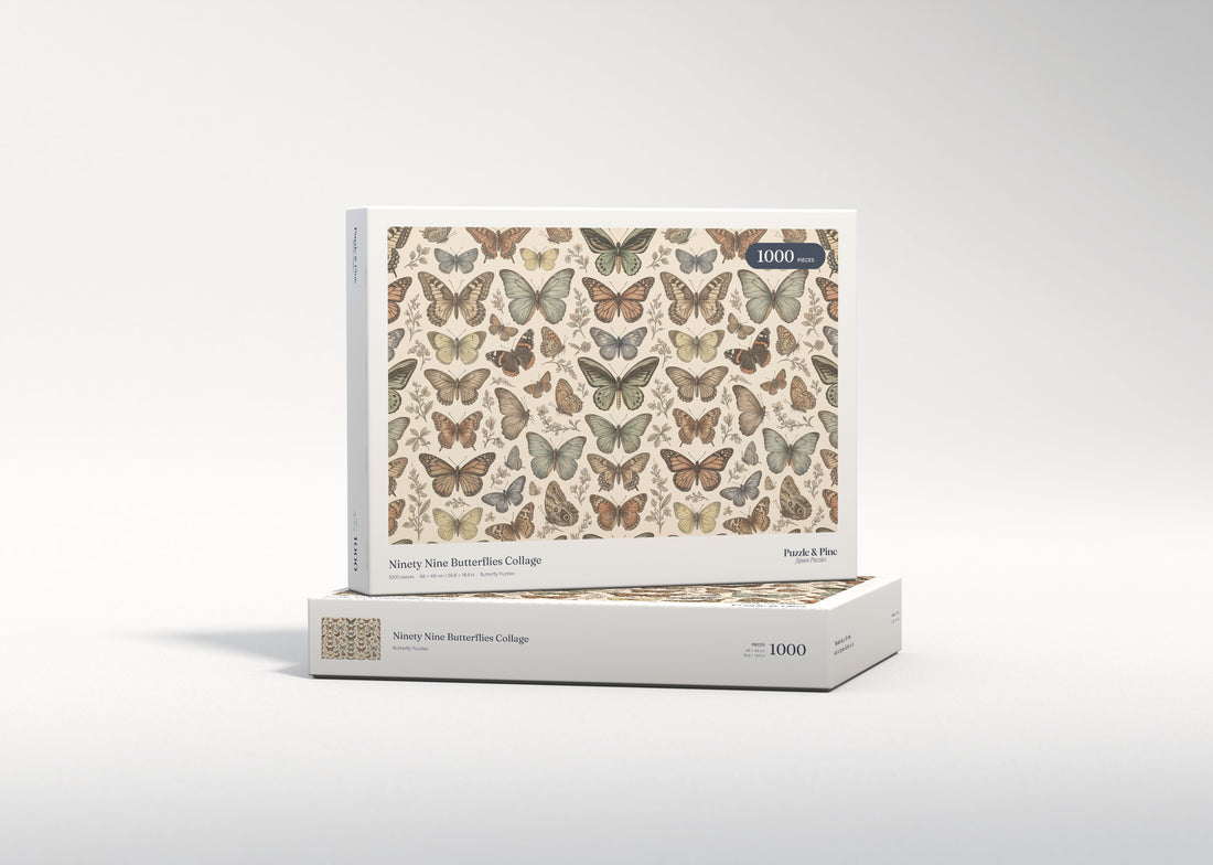 Ninety Nine Butterflies Collage jigsaw puzzle - gift box