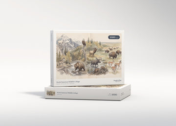 North American Wildlife Collage jigsaw puzzle - gift box