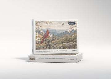 North Carolina State Bird and Flower: Northern Cardinal and Dogwood jigsaw puzzle - gift box