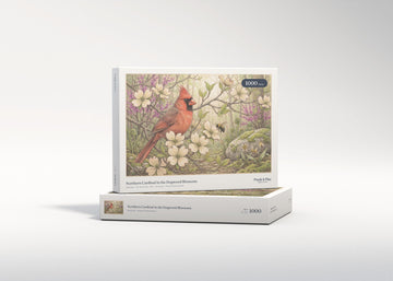 Northern Cardinal in the Dogwood Blossoms jigsaw puzzle - gift box