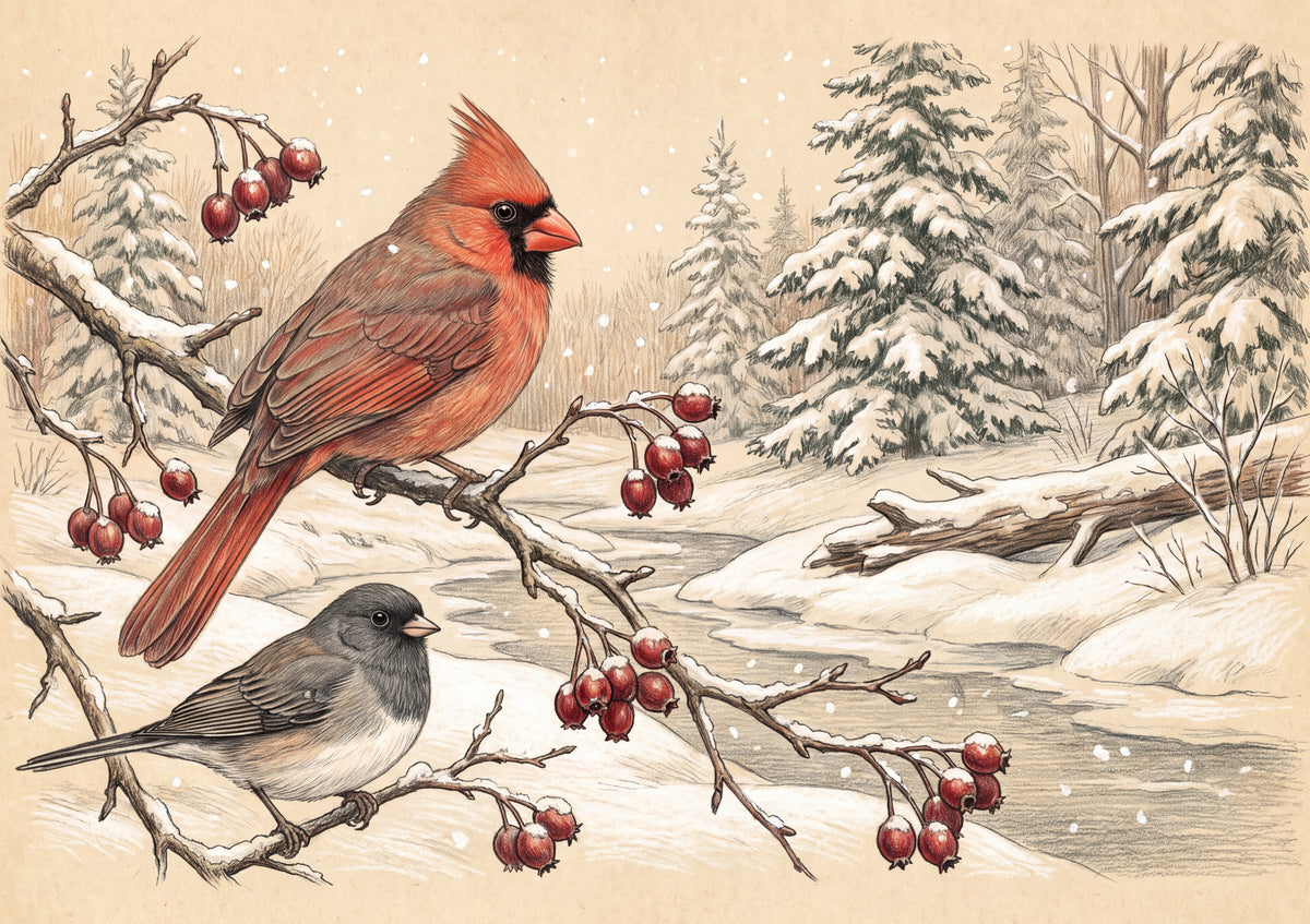 Northern Cardinal on the Snowy Branch jigsaw puzzle