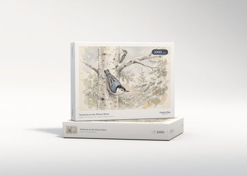 Nuthatch on the Winter Birch jigsaw puzzle - gift box
