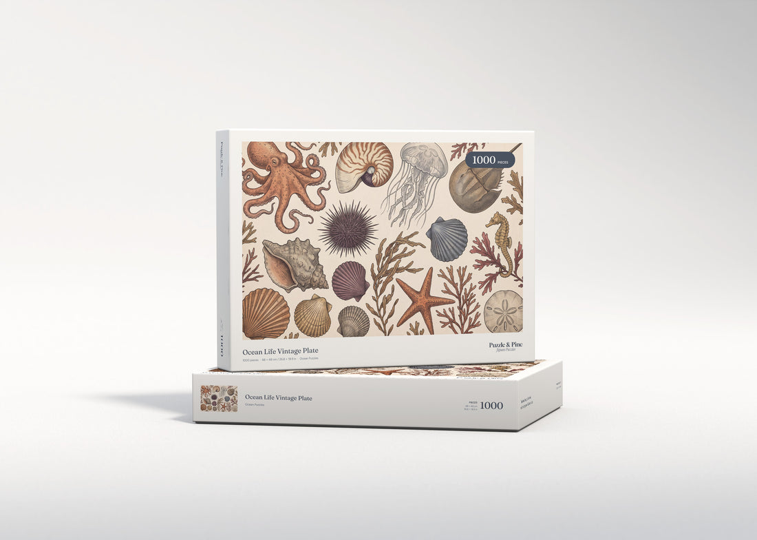 Ocean Life Vintage Plate jigsaw puzzle - gift box