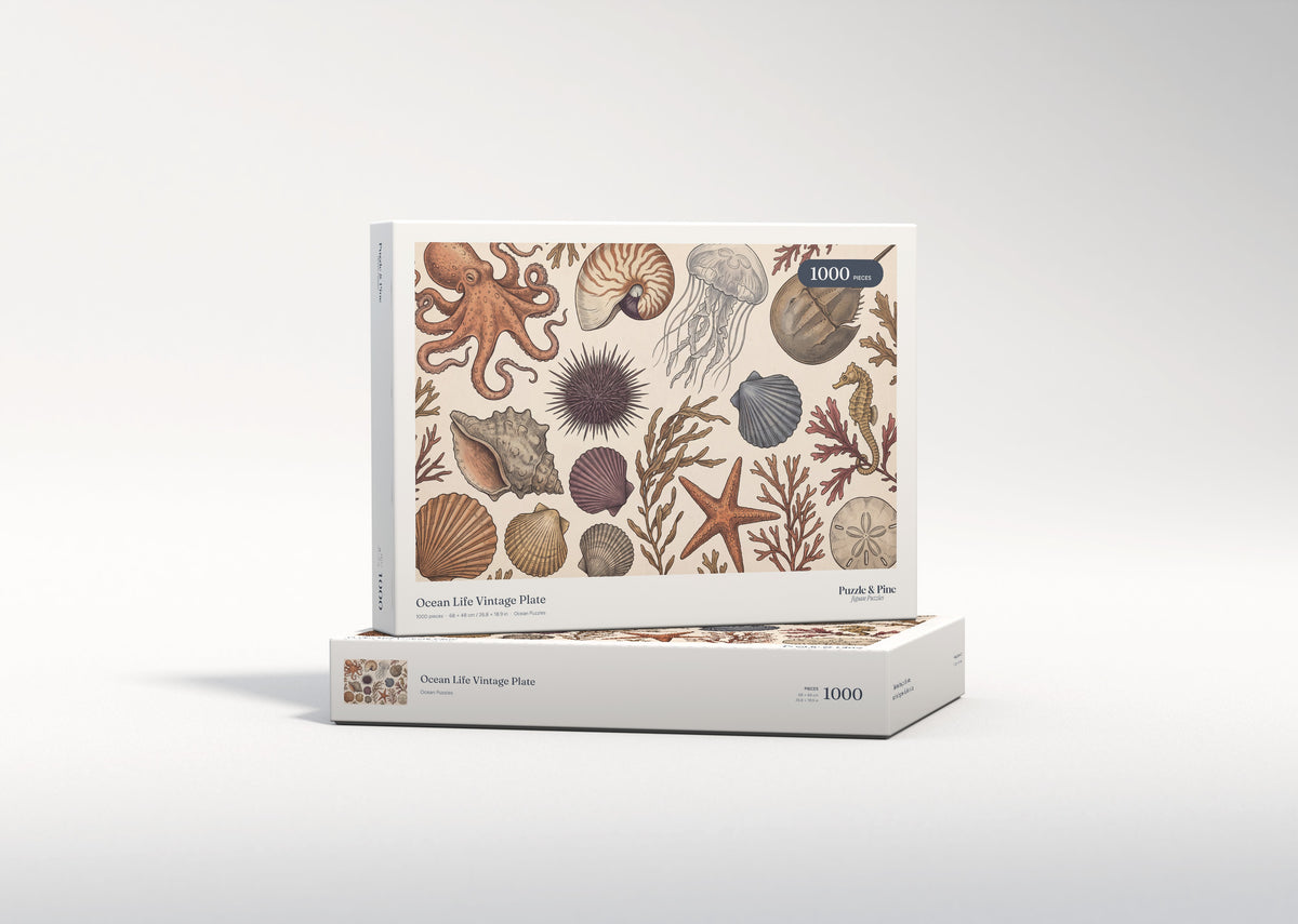 Ocean Life Vintage Plate jigsaw puzzle - gift box