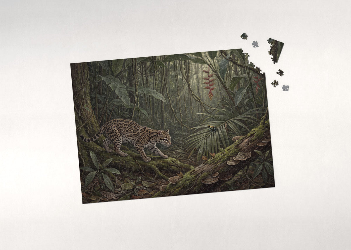 Ocelot in the Amazon Undergrowth jigsaw puzzle - puzzle with loose pieces