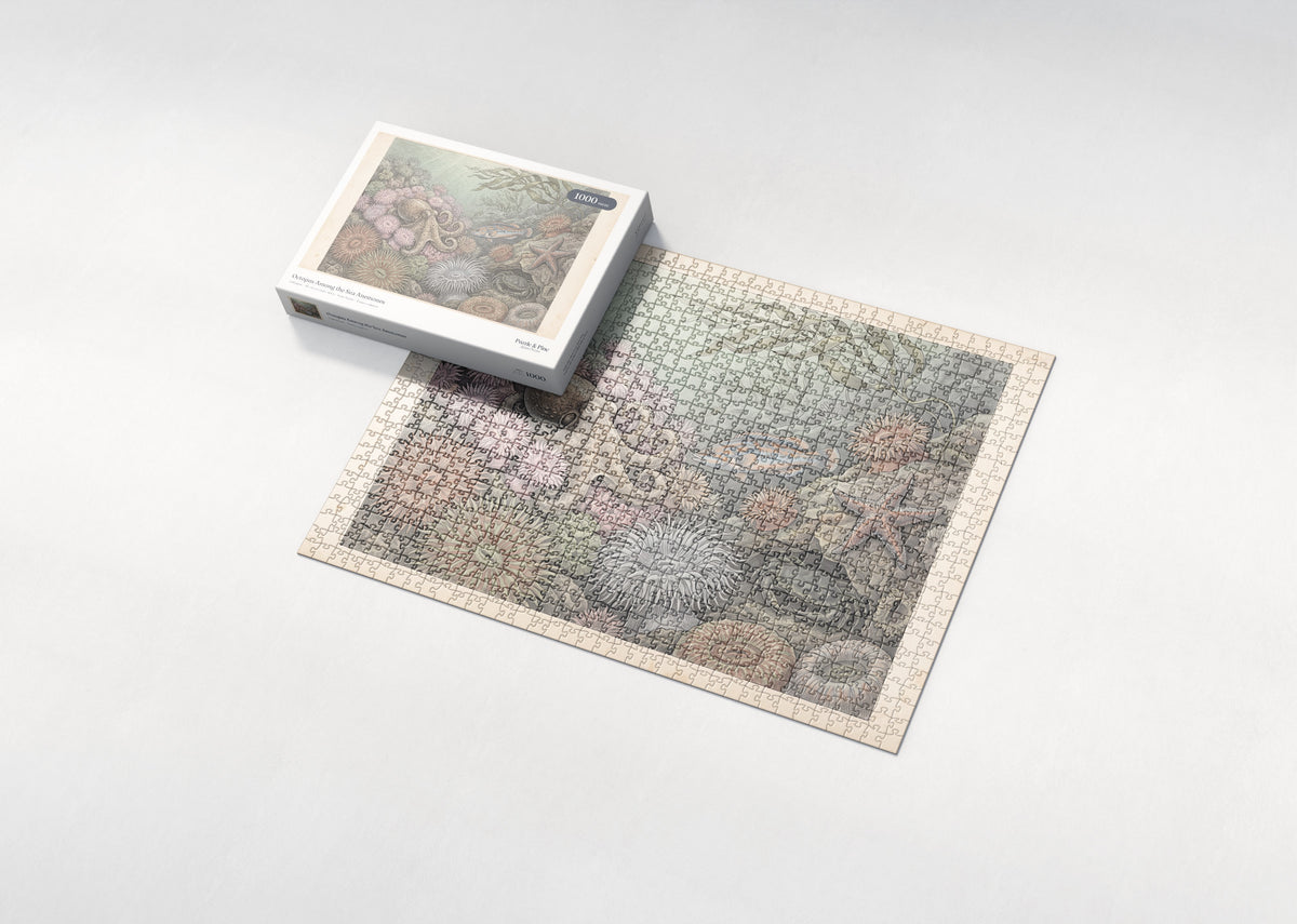 Octopus Among the Sea Anemones jigsaw puzzle - box and puzzle