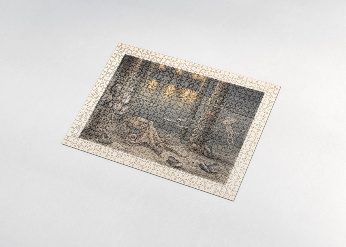 Octopus at Night Under the Pier Lights jigsaw puzzle - assembled puzzle