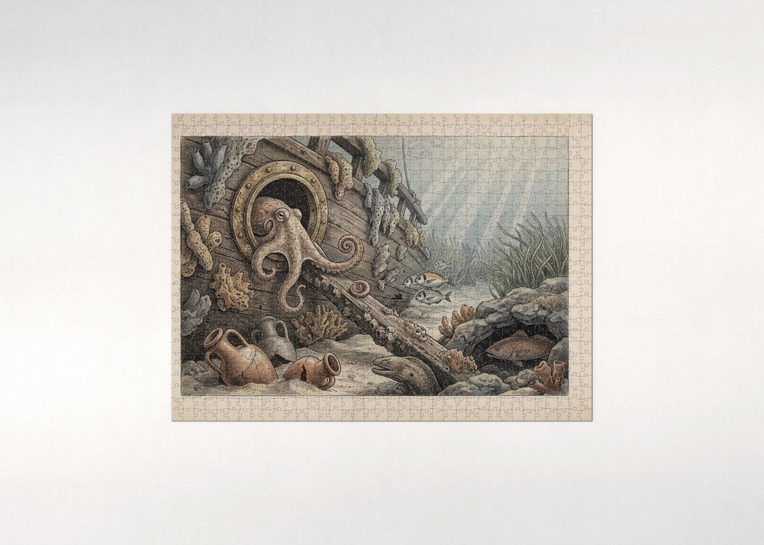 Octopus Hiding in the Shipwreck jigsaw puzzle - gift box