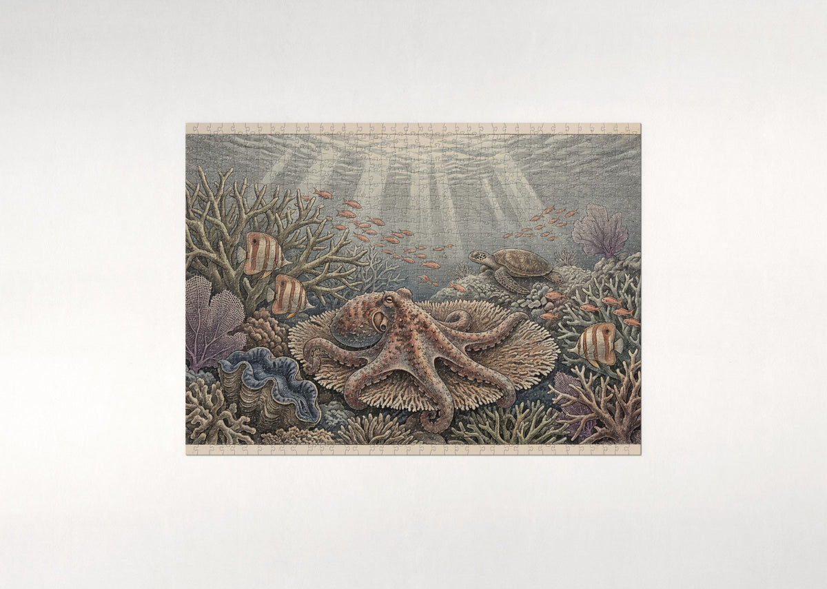Octopus in the Coral Garden jigsaw puzzle - flat puzzle