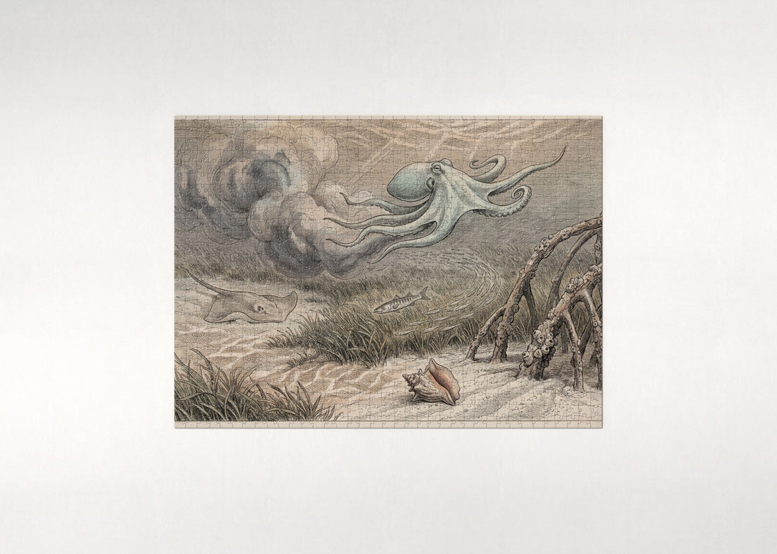 Octopus Ink Cloud in the Lagoon jigsaw puzzle - gift box