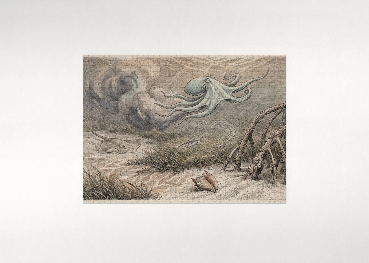 Octopus Ink Cloud in the Lagoon jigsaw puzzle - flat puzzle