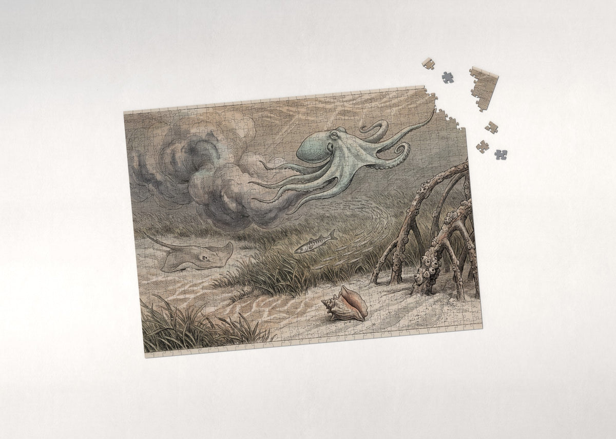 Octopus Ink Cloud in the Lagoon jigsaw puzzle - puzzle with loose pieces