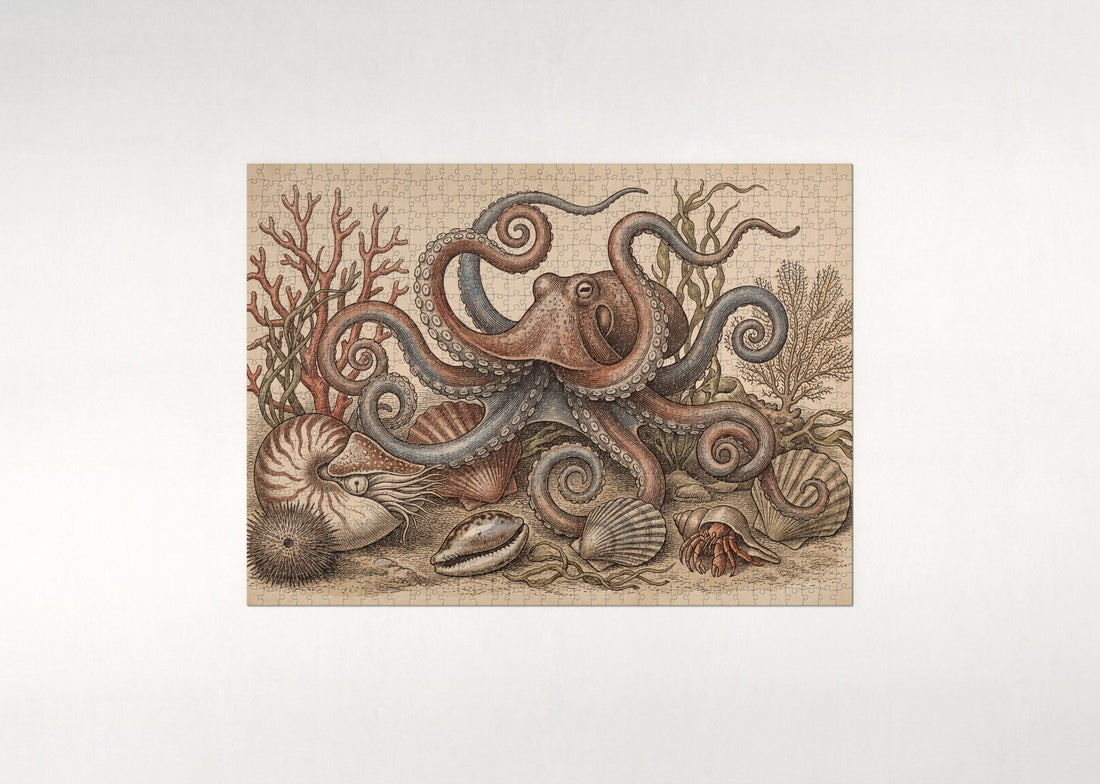 Octopus Tentacles Vintage Illustration jigsaw puzzle - gift box
