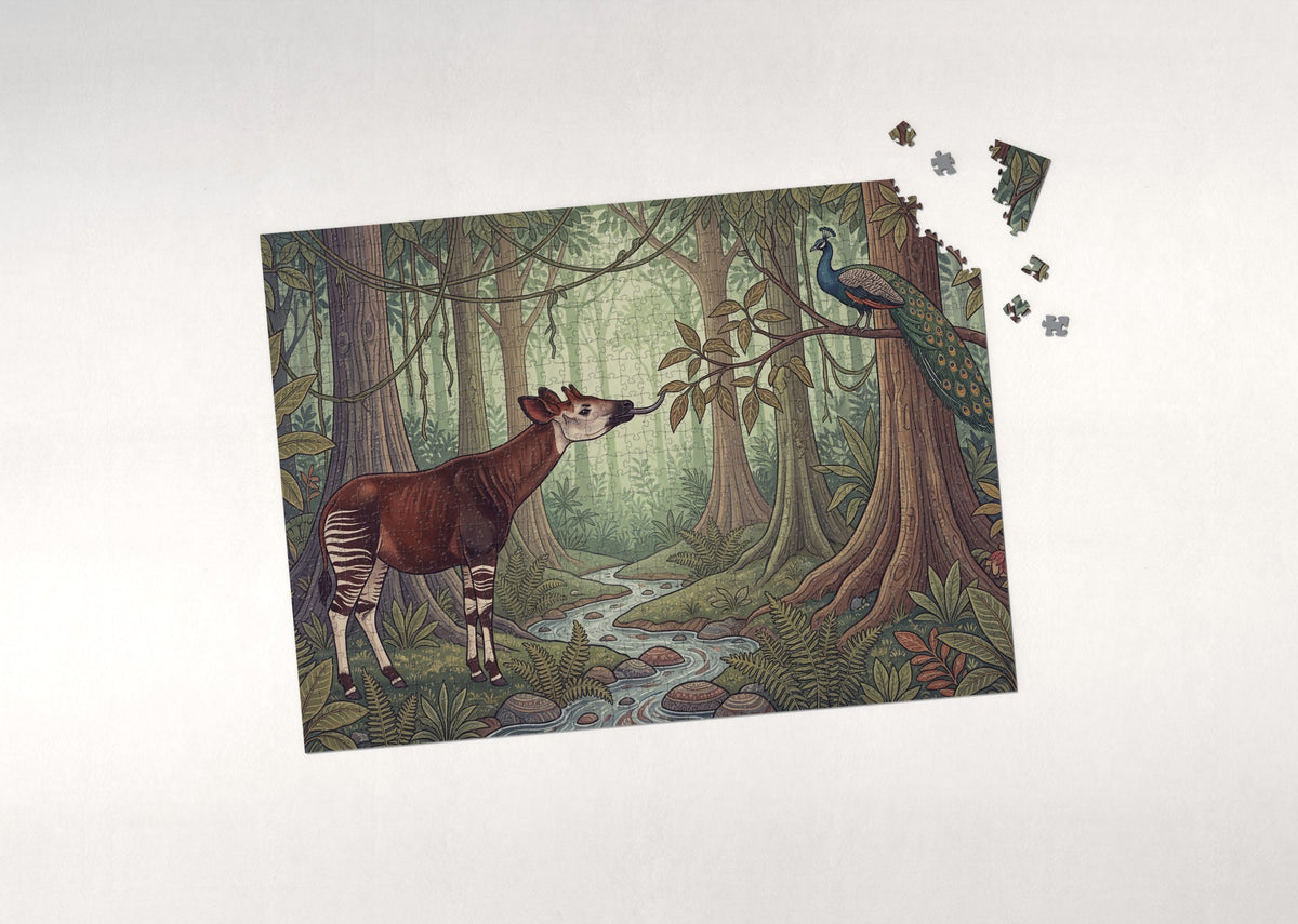Okapi in the Congo Forest jigsaw puzzle - puzzle with loose pieces