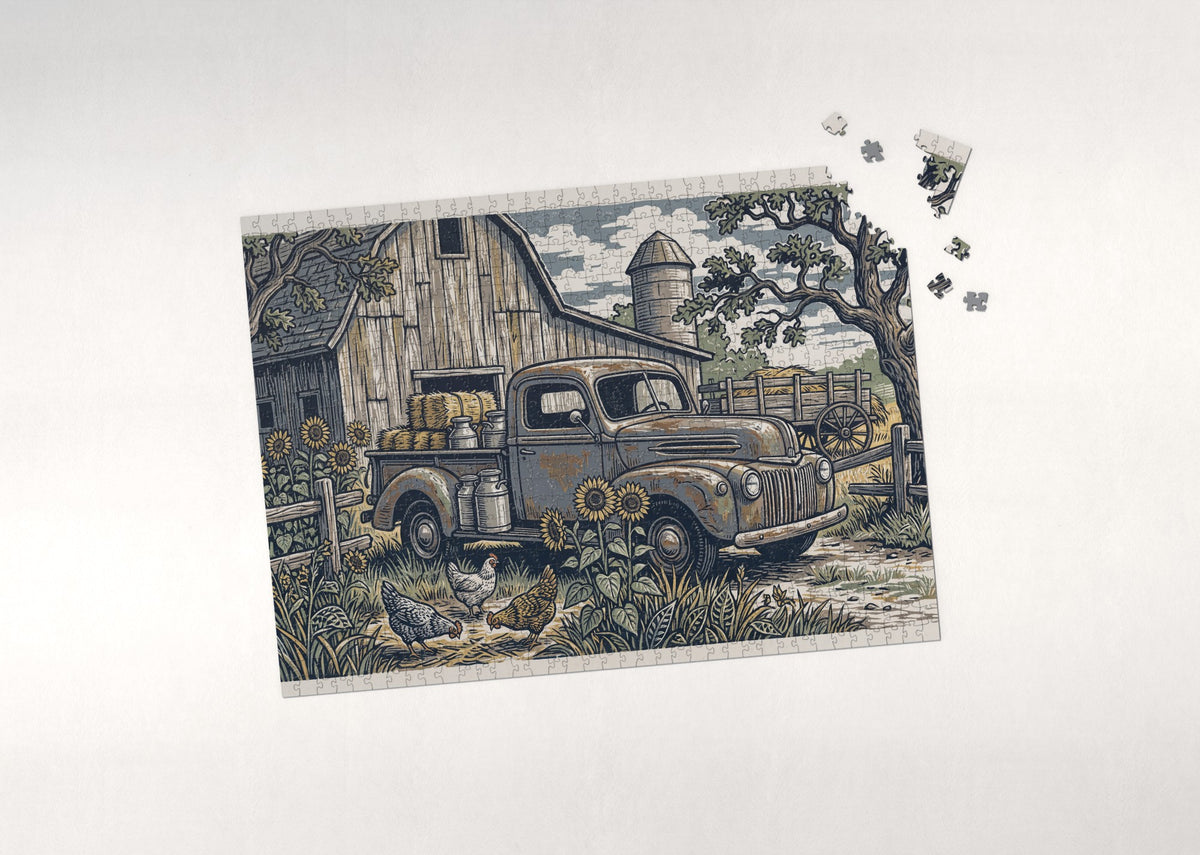 Old Farm Truck at the Barn jigsaw puzzle - puzzle with loose pieces