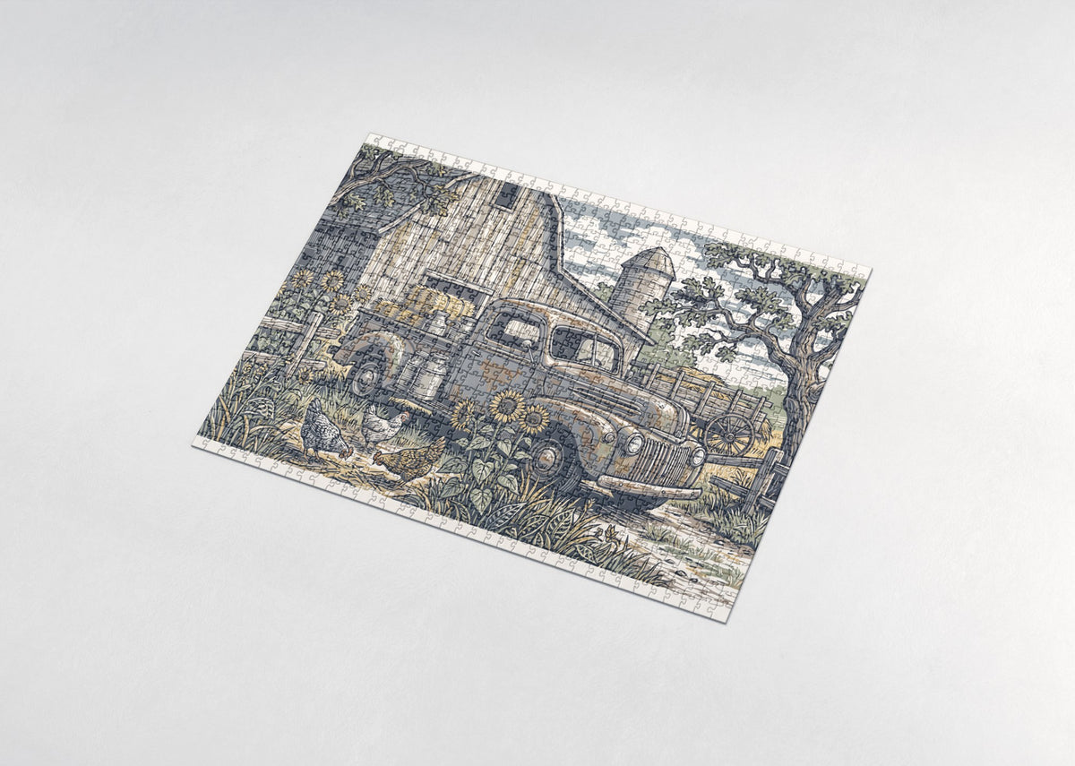 Old Farm Truck at the Barn jigsaw puzzle - assembled puzzle