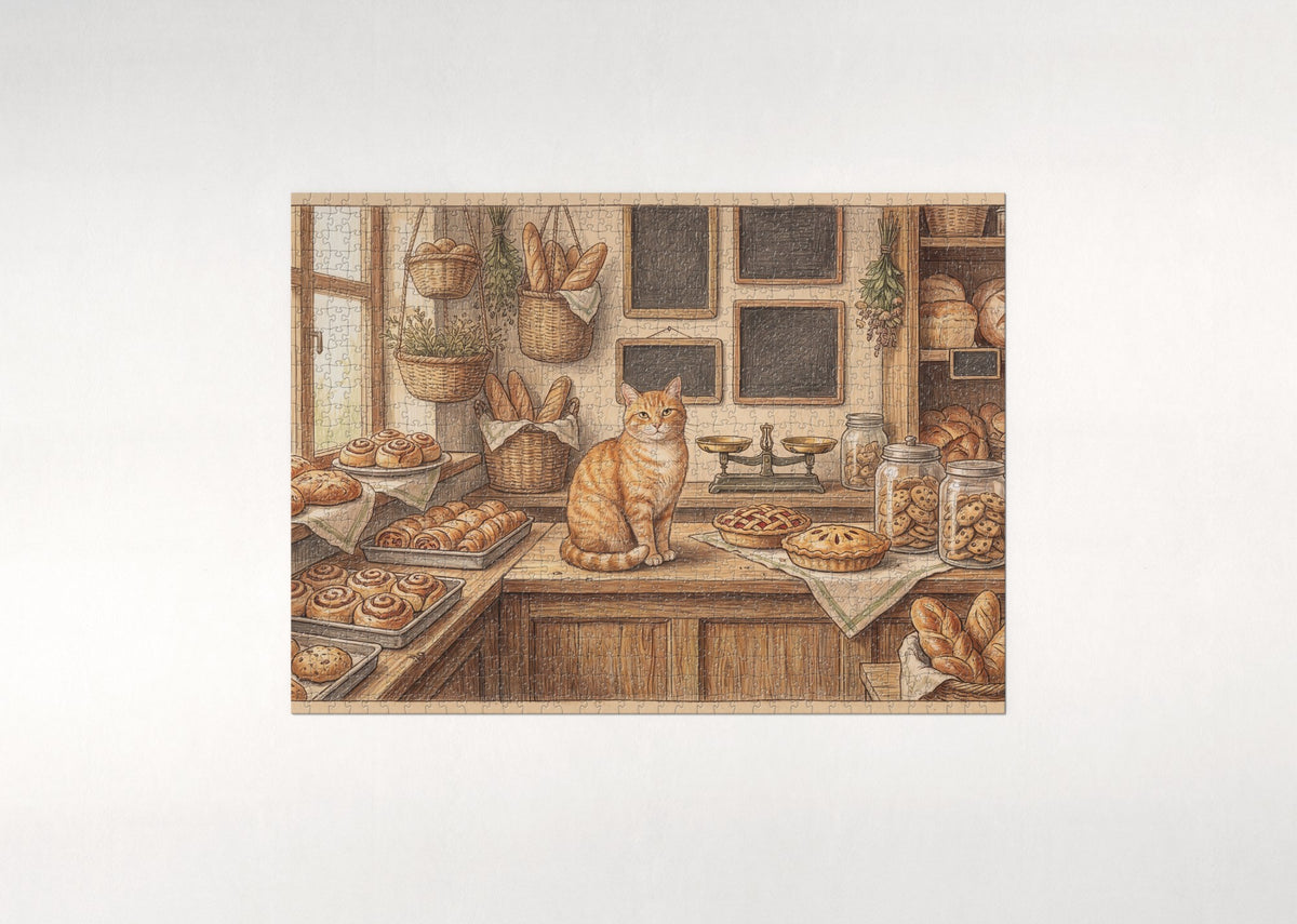 Orange Tabby At the Cinnamon Bakery Counter jigsaw puzzle - flat puzzle