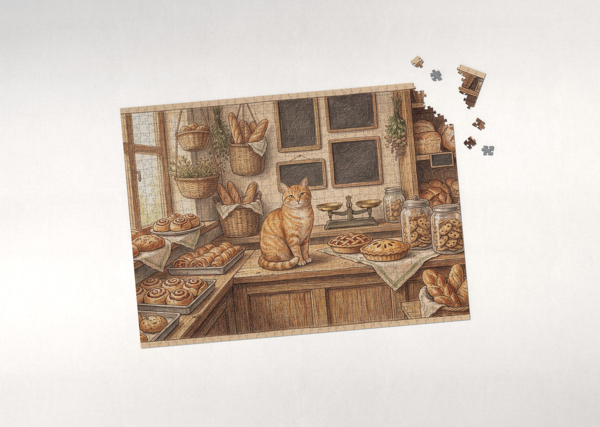 Orange Tabby At the Cinnamon Bakery Counter jigsaw puzzle - puzzle with loose pieces