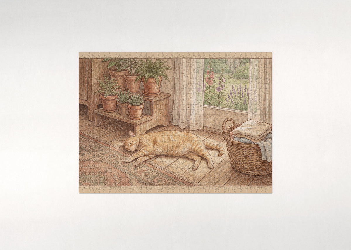Orange Tabby In the Morning Sunbeam jigsaw puzzle - flat puzzle