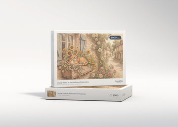 Orange Tabby In the Sunflower Windowbox jigsaw puzzle - gift box