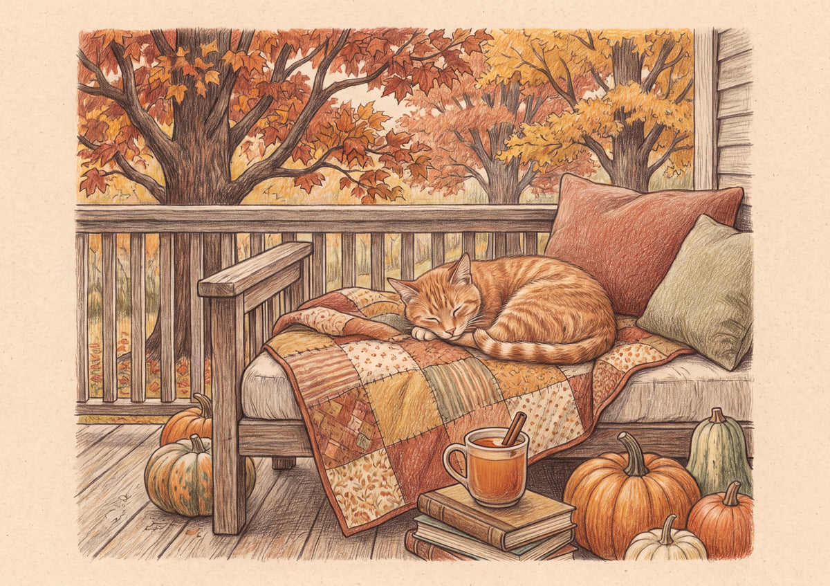 Orange Tabby On the Autumn Quilt jigsaw puzzle