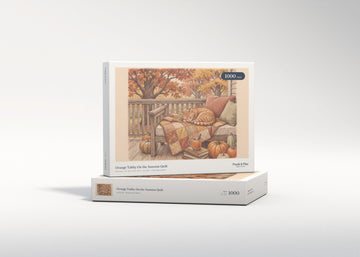 Orange Tabby On the Autumn Quilt jigsaw puzzle - gift box