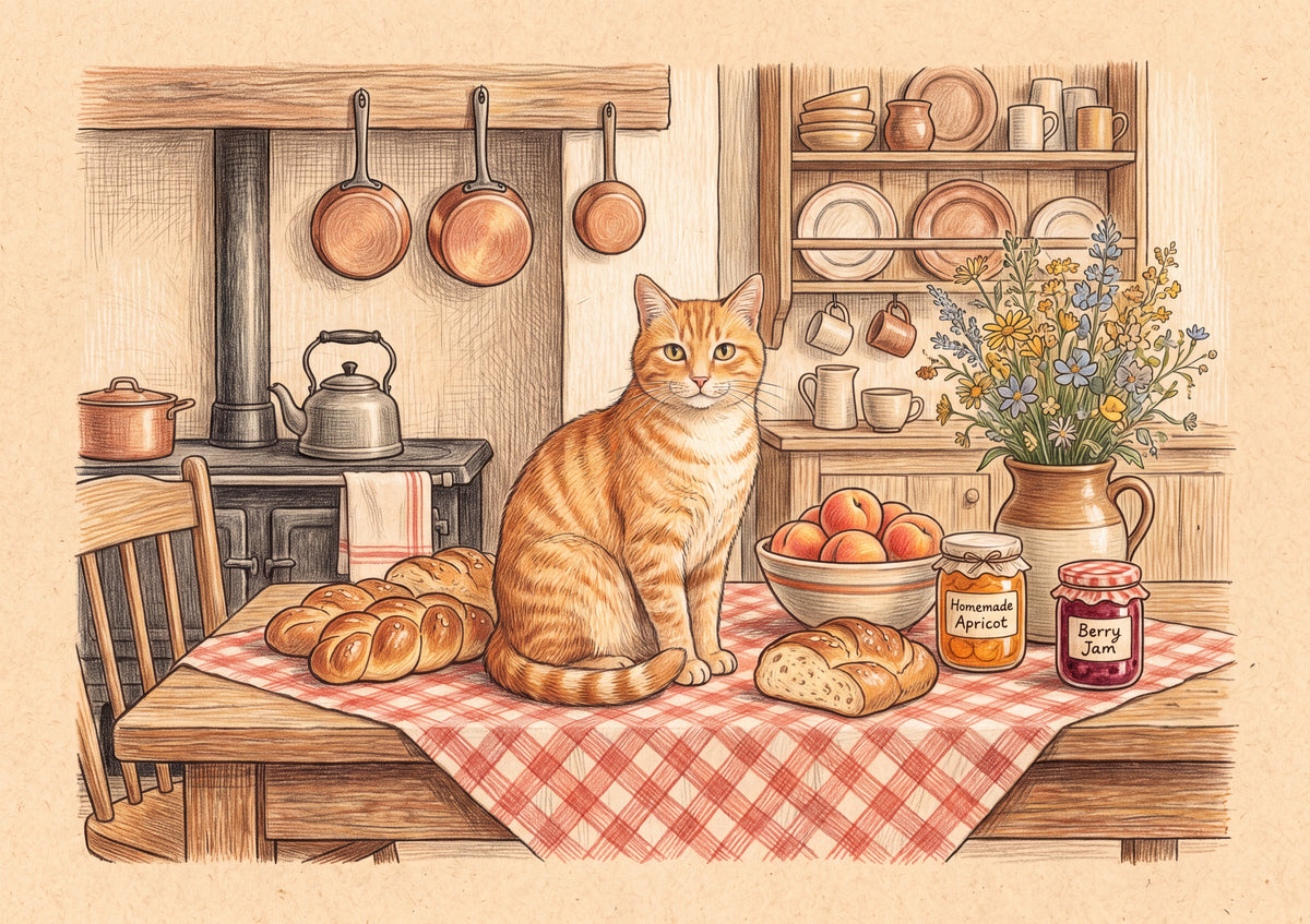 Orange Tabby On the Farmhouse Kitchen Table jigsaw puzzle