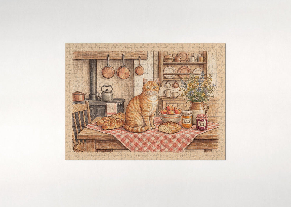 Orange Tabby On the Farmhouse Kitchen Table jigsaw puzzle - gift box