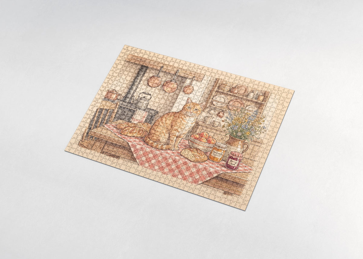 Orange Tabby On the Farmhouse Kitchen Table jigsaw puzzle - assembled puzzle