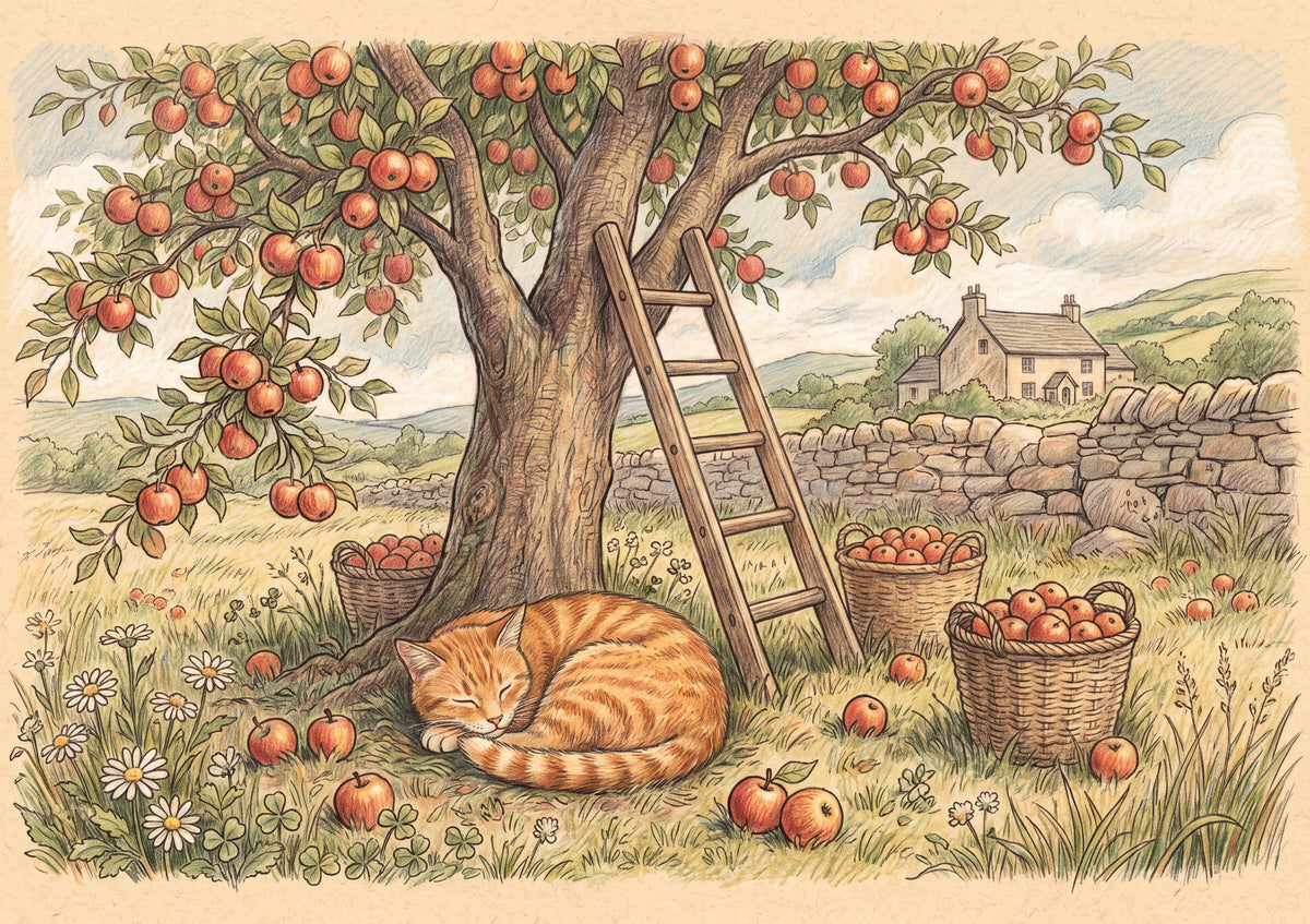 Orange Tabby Under the Apple Tree jigsaw puzzle
