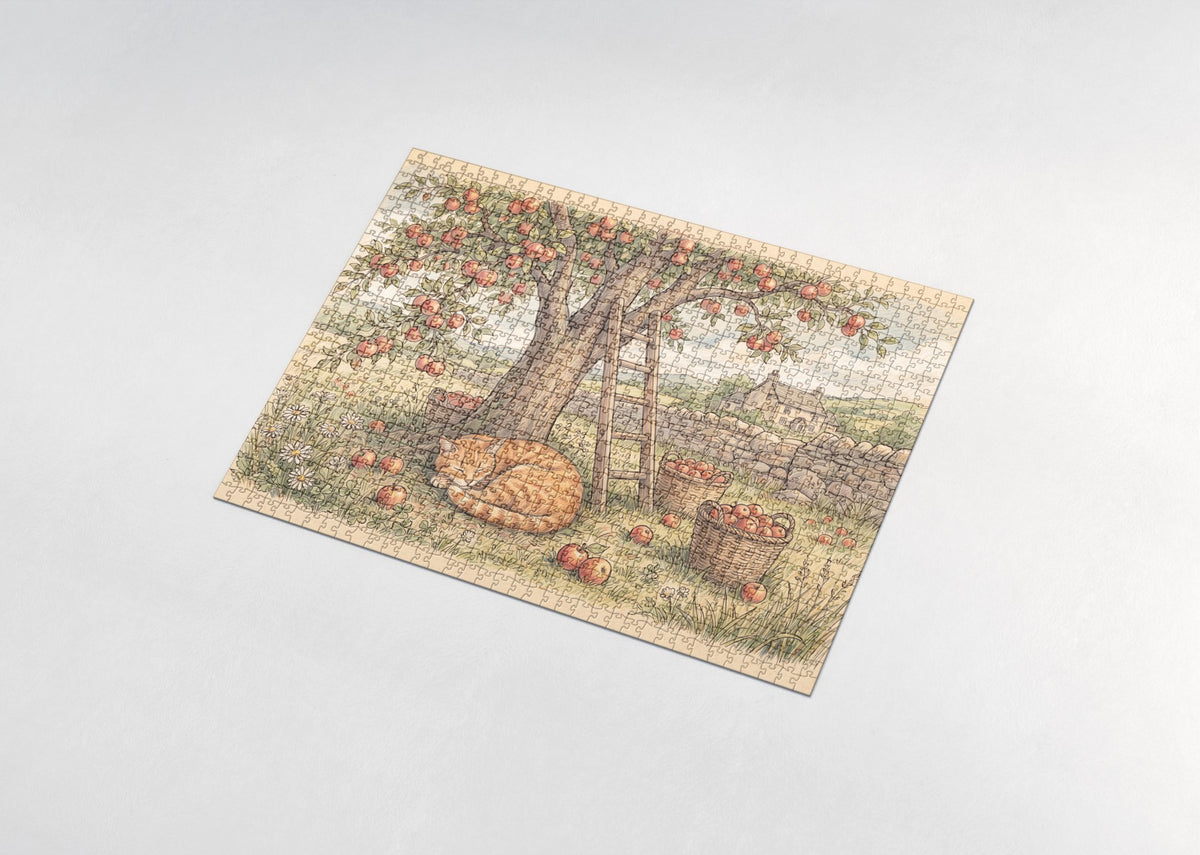 Orange Tabby Under the Apple Tree jigsaw puzzle - assembled puzzle